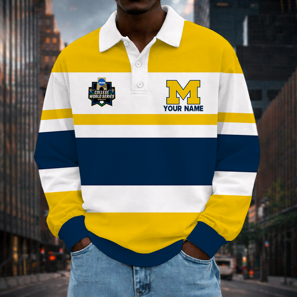 [FLASH SALE] NEW CUSTOMIZED NCAA CWS01 MIW MICHIGAN WOLVERINES UNISEX LONG SLEEVE POLO