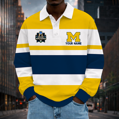 [FLASH SALE] NEW CUSTOMIZED NCAA CWS01 MIW MICHIGAN WOLVERINES UNISEX LONG SLEEVE POLO