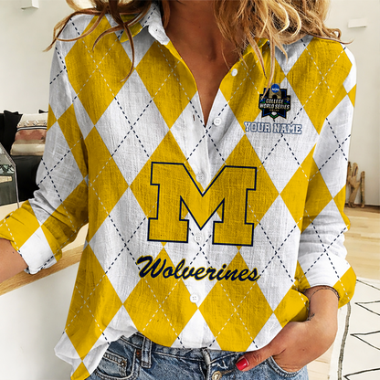 [FLASH SALE] NEW CUSTOMIZED | NCAA CWS01 MIW MI WOLVERINES WOMEN CASUAL SHIRT FOR FAN