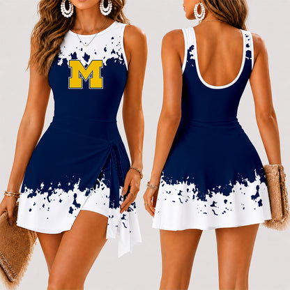 [FAN FAVORITE] NEW CUSTOMIZED NCAA CWS01 MIW MICHIGAN WOLVERINES WOMEN'S SUMMER SKORT DRESS