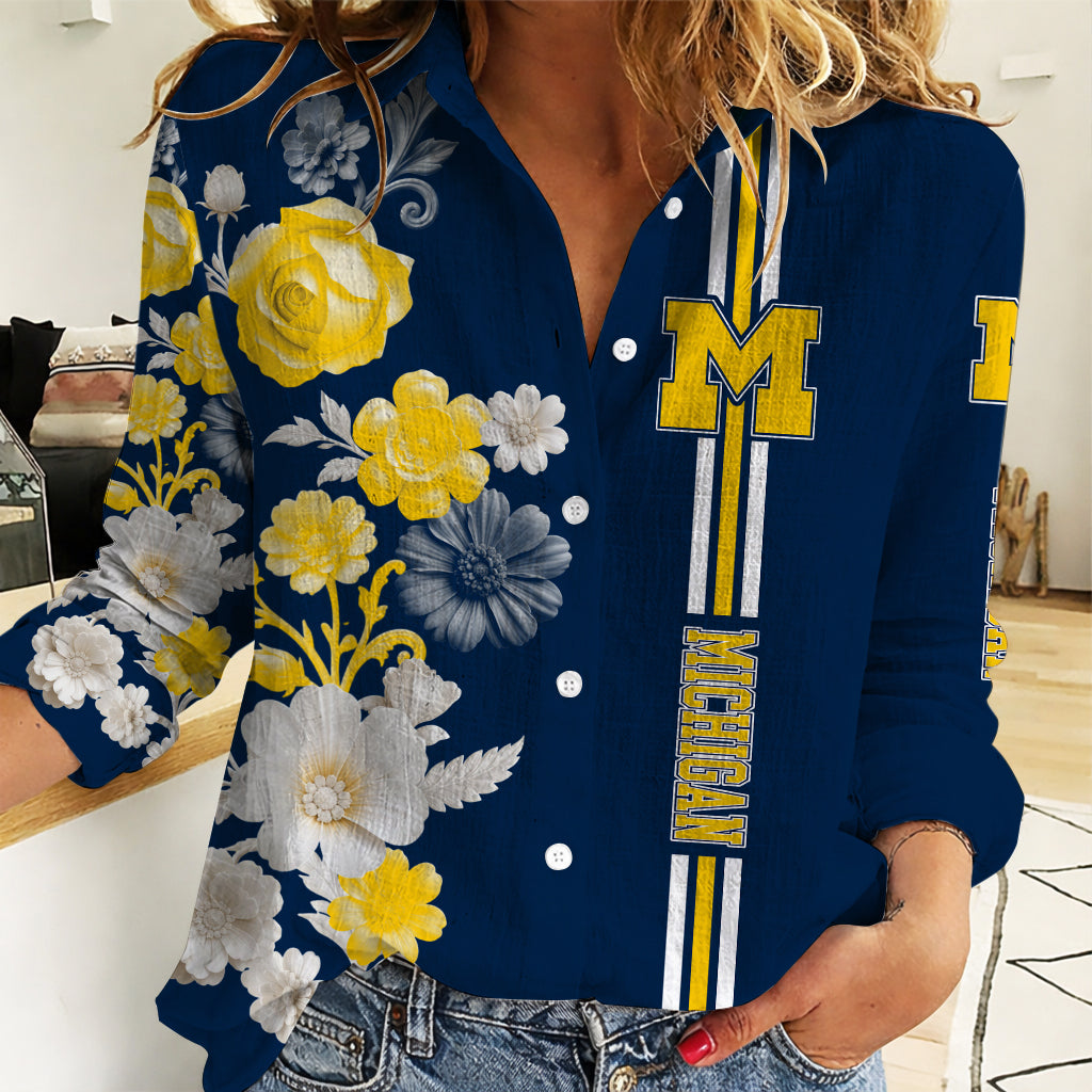 [FAN FAVORITE] NEW CUSTOMIZED NCAA CWS01 MIW MICHIGAN WOLVERINES WOMEN'S CASUAL SHIRT