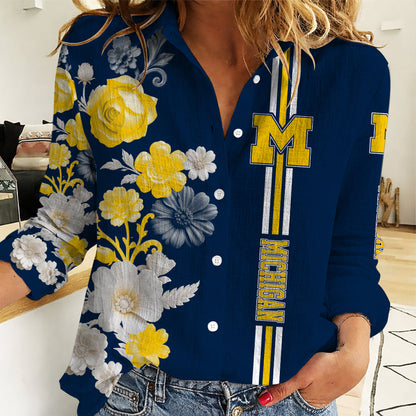 [FAN FAVORITE] NEW CUSTOMIZED NCAA CWS01 MIW MICHIGAN WOLVERINES WOMEN'S CASUAL SHIRT
