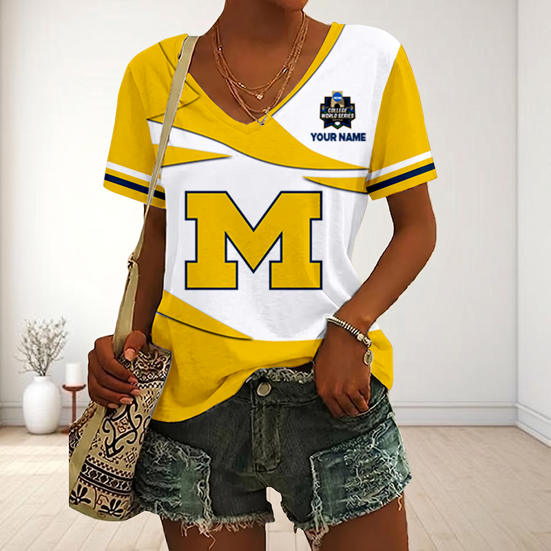 [FLASH SALE] NEW CUSTOMIZED | NCAA CWS01 MIW MI WOLVERINES V-NECK FEMALE SHIRT