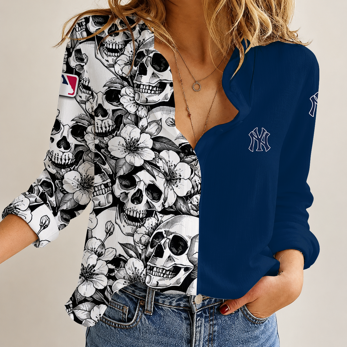[FLASH SALE] NEW CUSTOMIZED MLB01 NYY NEW YORK YANKEES WOMEN'S CASUAL SHIRT