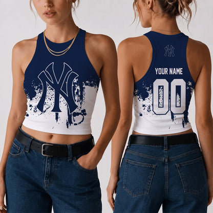 [FLASH SALE] NEW CUSTOMIZED MLB01 NYY THE YANKEES WOMEN'S CROP TOP