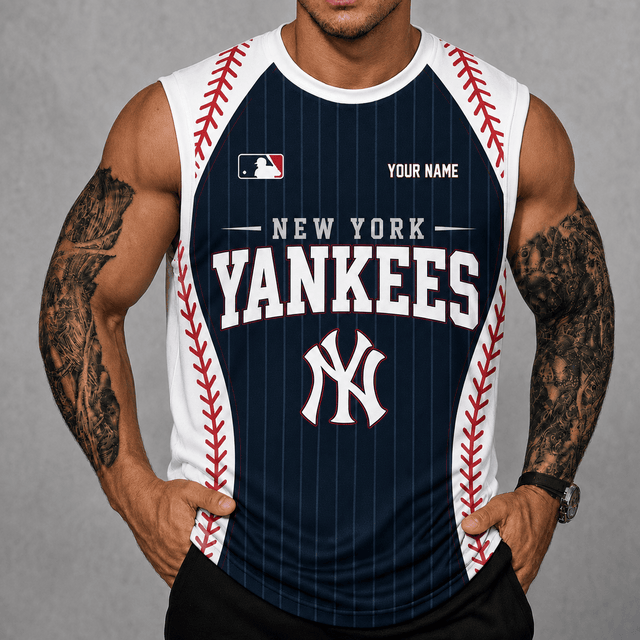 [FLASH SALE] NEW CUSTOMIZED MLB01 NYY NEW YORK YANKEES TANK TOP & GYM SHIRT