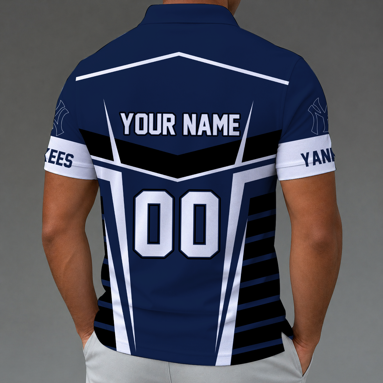 [FLASH SALE] NEW CUSTOMIZED MLB01 NYY NEW YORK YANKEES ZIP POLO SHIRT