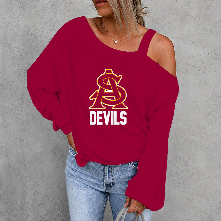 [FAN FAVORITE] NEW CUSTOMIZED NCAA CWS02 ASS ARIZONA STATE SUN DEVILS WOMEN'S OFF-SHOULDER LONG SLEEVE SHIRT
