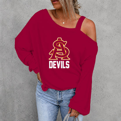 [FAN FAVORITE] NEW CUSTOMIZED NCAA CWS02 ASS ARIZONA STATE SUN DEVILS WOMEN'S OFF-SHOULDER LONG SLEEVE SHIRT