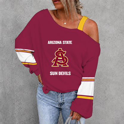 [FAN FAVORITE] NEW CUSTOMIZED NCAA CWS02 ASS ARIZONA STATE SUN DEVILS WOMEN'S OFF-SHOULDER LONG SLEEVE SHIRT
