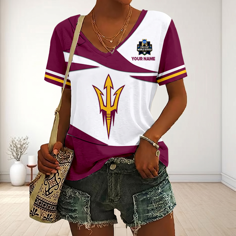 [FLASH SALE] NEW CUSTOMIZED | NCAA CWS02 ASS AS SUN DEVILS V-NECK FEMALE SHIRT