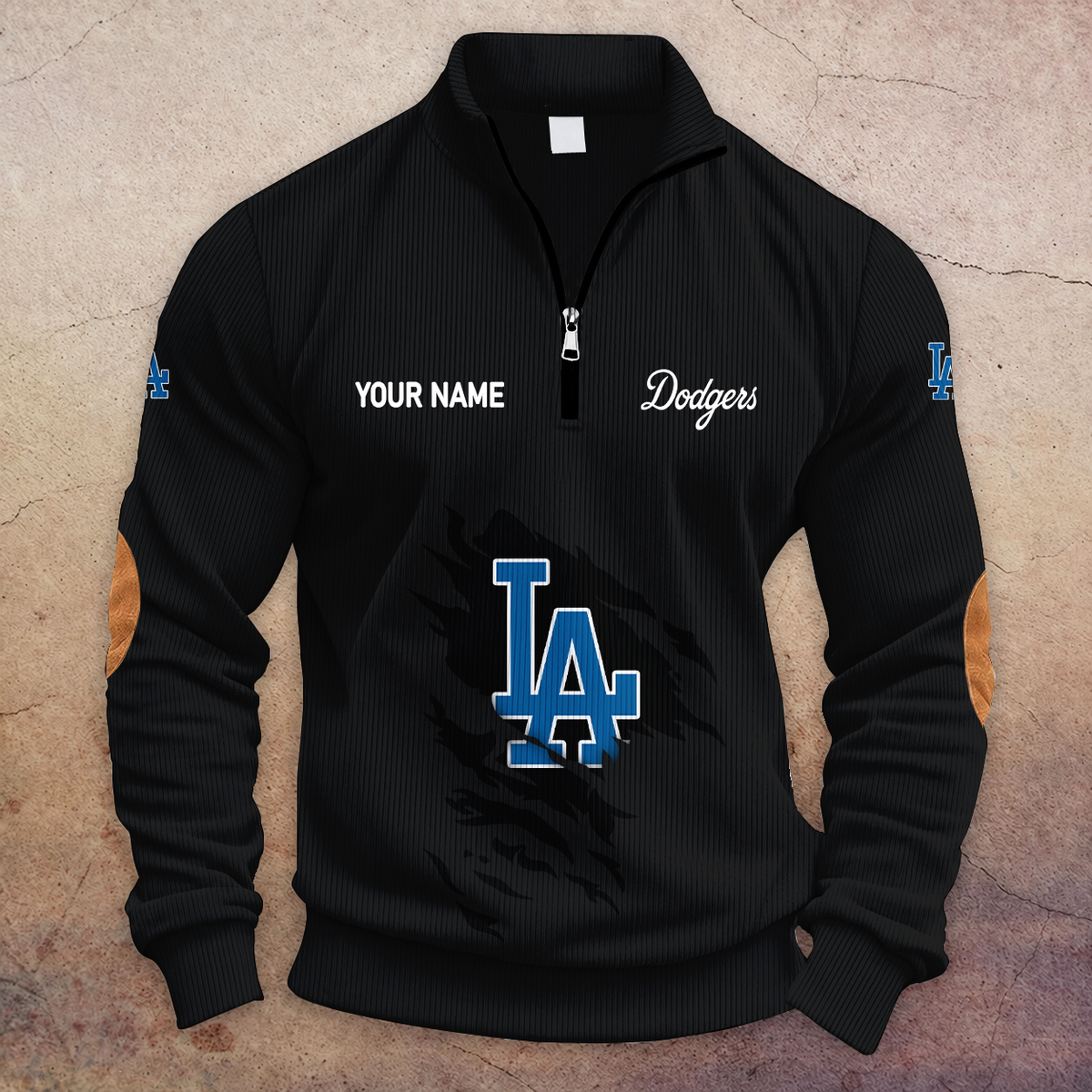 [FLASH SALE] NEW CUSTOMIZED MLB02 LAD LOS ANGELES DODGERS MULTICOLOR STRIPED QUATER ZIP SWEATSHIRT