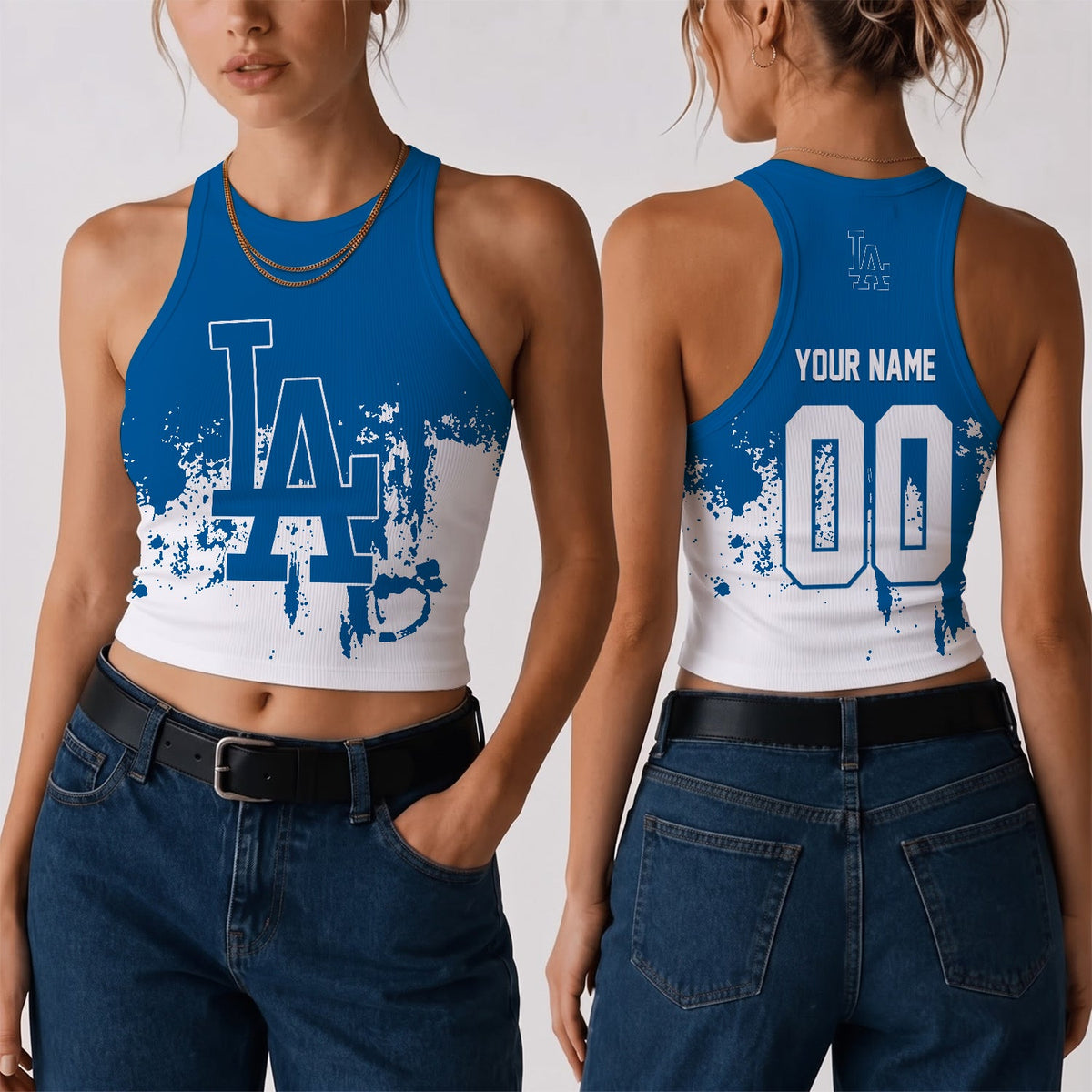 [FLASH SALE] NEW CUSTOMIZED MLB02 LAD THE DODGERS WOMEN'S CROP TOP