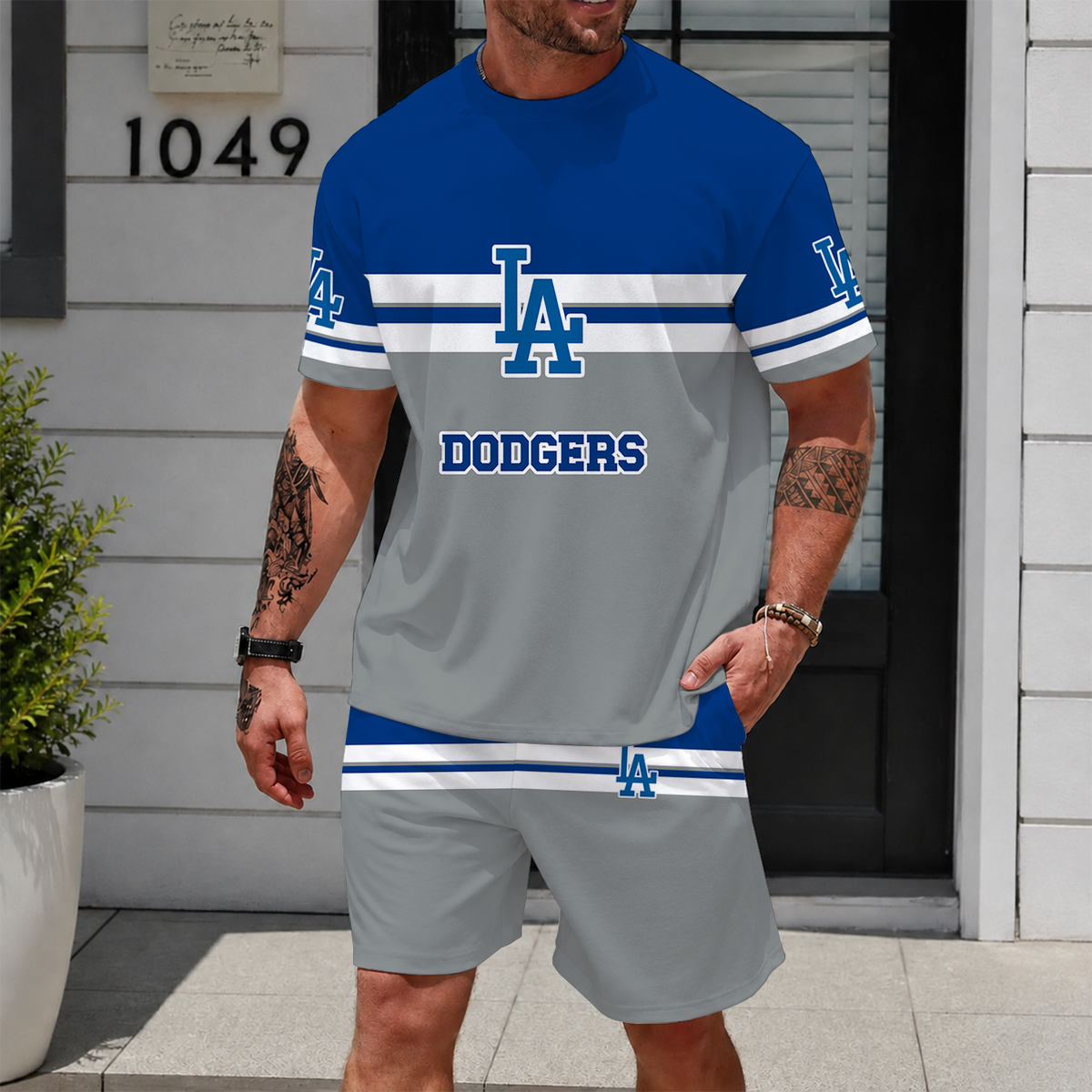 [FLASH SALE] NEW CUSTOMIZED MLB02 LAD LOS ANGELES DODGERS UNISEX T-SHIRT & SHORTS SET