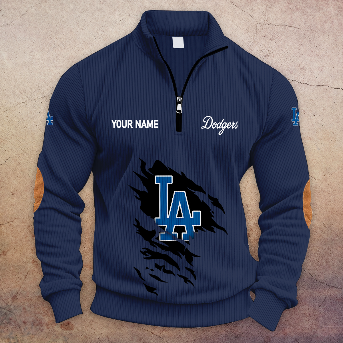 [FLASH SALE] NEW CUSTOMIZED MLB02 LAD LOS ANGELES DODGERS MULTICOLOR STRIPED QUATER ZIP SWEATSHIRT
