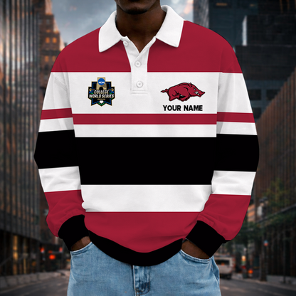 [FLASH SALE] NEW CUSTOMIZED NCAA CWS03 AKR ARKANSAS RAZORBACKS UNISEX LONG SLEEVE POLO