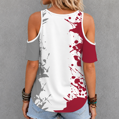 [FAN FAVORITE] NEW CUSTOMIZED NCAA CWS03 AKR ARKANSAS RAZORBACKS CRISS CROSS V-NECK TOP
