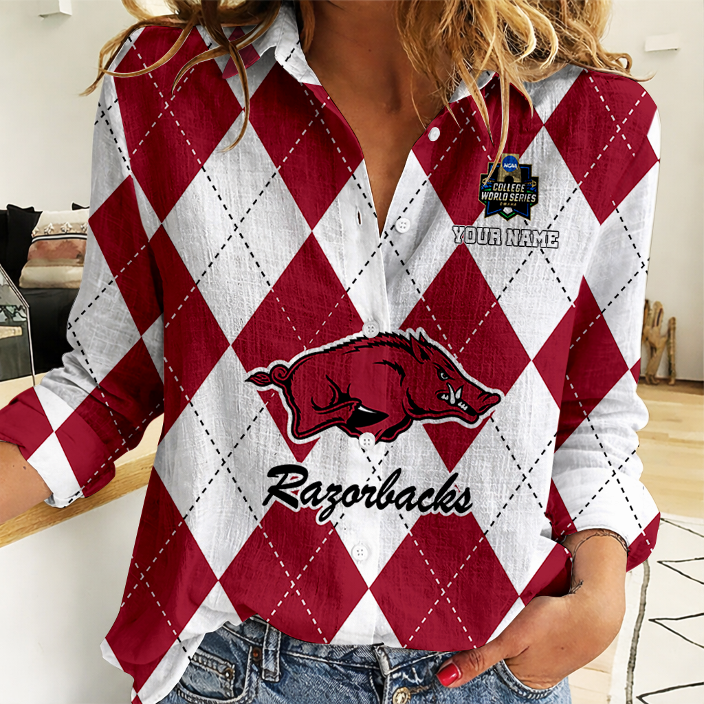 [FLASH SALE] NEW CUSTOMIZED | NCAA CWS03 AKR AK RAZORBACKS WOMEN CASUAL SHIRT FOR FAN