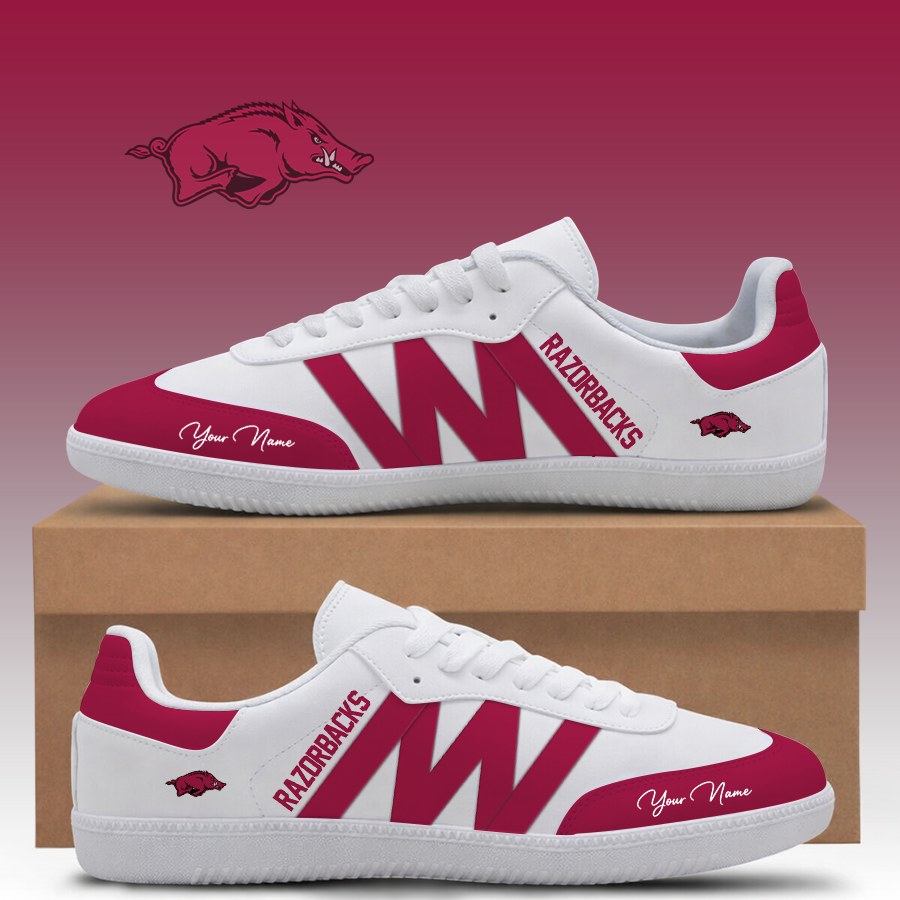 [FAN FAVORITE] NEW CUSTOMIZED NCAA CWS03 AKR ARKANSAS RAZORBACKS CLASSIC SNEAKERS