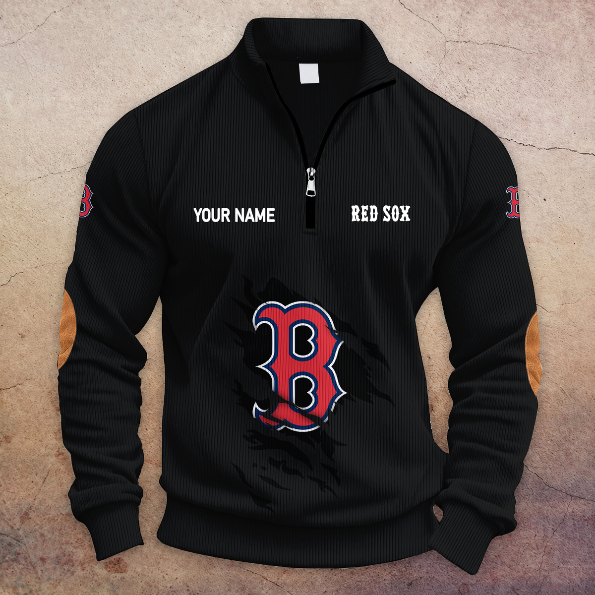 [FLASH SALE] NEW CUSTOMIZED MLB03 BRS BOSTON RED SOX MULTICOLOR STRIPED QUATER ZIP SWEATSHIRT