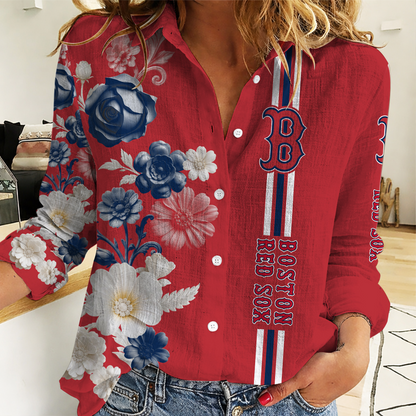 [FLASH SALE] NEW CUSTOMIZED MLB03 BRS BOSTON RED SOX WOMEN'S CASUAL SHIRT