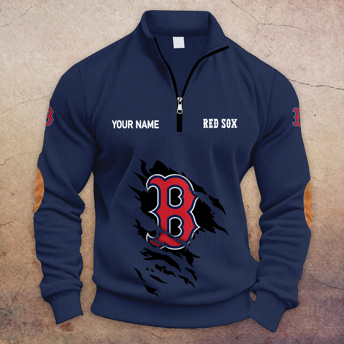 [FLASH SALE] NEW CUSTOMIZED MLB03 BRS BOSTON RED SOX MULTICOLOR STRIPED QUATER ZIP SWEATSHIRT