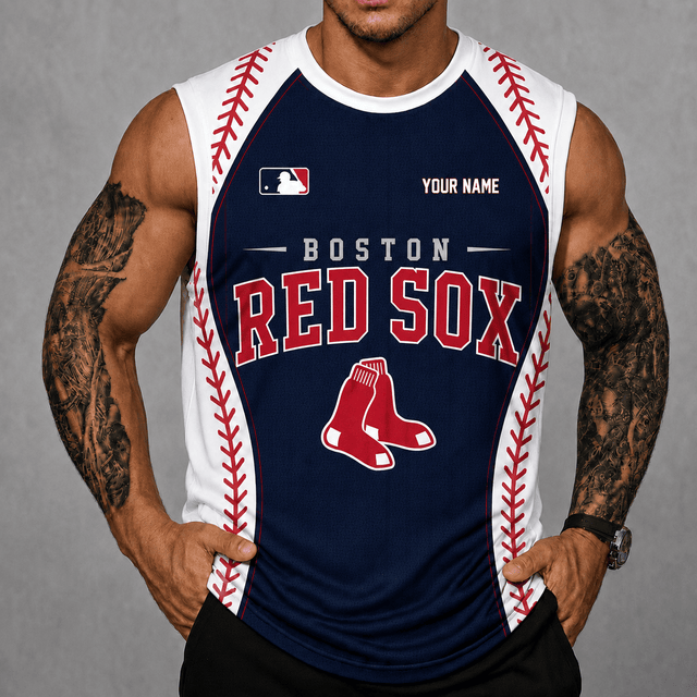 [FLASH SALE] NEW CUSTOMIZED MLB03 BRS BOSTON RED SOX TANK TOP & GYM SHIRT