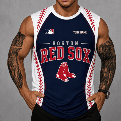 [FLASH SALE] NEW CUSTOMIZED MLB03 BRS BOSTON RED SOX TANK TOP & GYM SHIRT