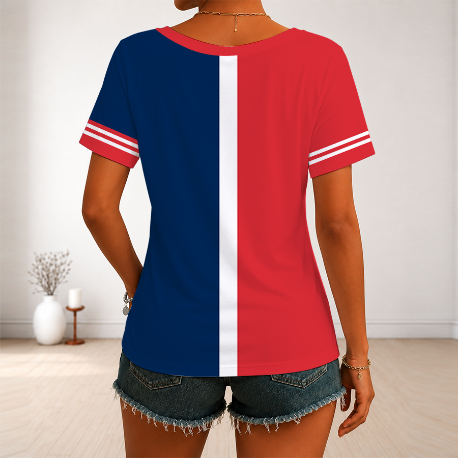 [FLASH SALE] NEW CUSTOMIZED MLB03 BRS BOSTON RED SOX V-NECK FEMALE SHIRT