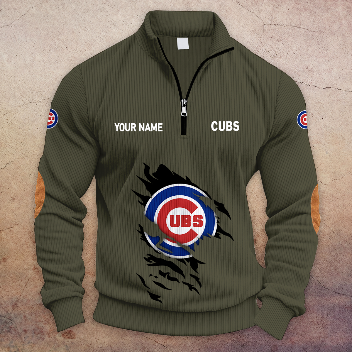 [FLASH SALE] NEW CUSTOMIZED MLB04 CCS CHICAGO CUBS MULTICOLOR STRIPED QUATER ZIP SWEATSHIRT