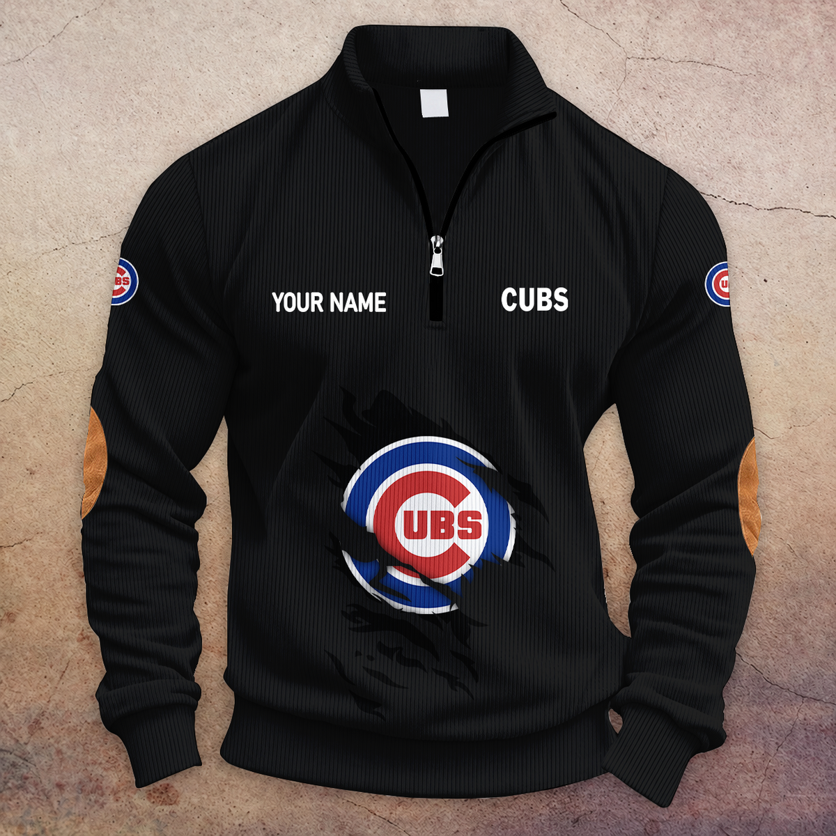[FLASH SALE] NEW CUSTOMIZED MLB04 CCS CHICAGO CUBS MULTICOLOR STRIPED QUATER ZIP SWEATSHIRT