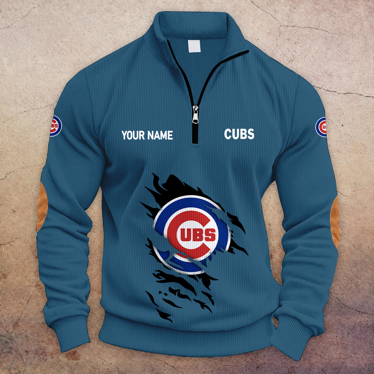 [FLASH SALE] NEW CUSTOMIZED MLB04 CCS CHICAGO CUBS MULTICOLOR STRIPED QUATER ZIP SWEATSHIRT