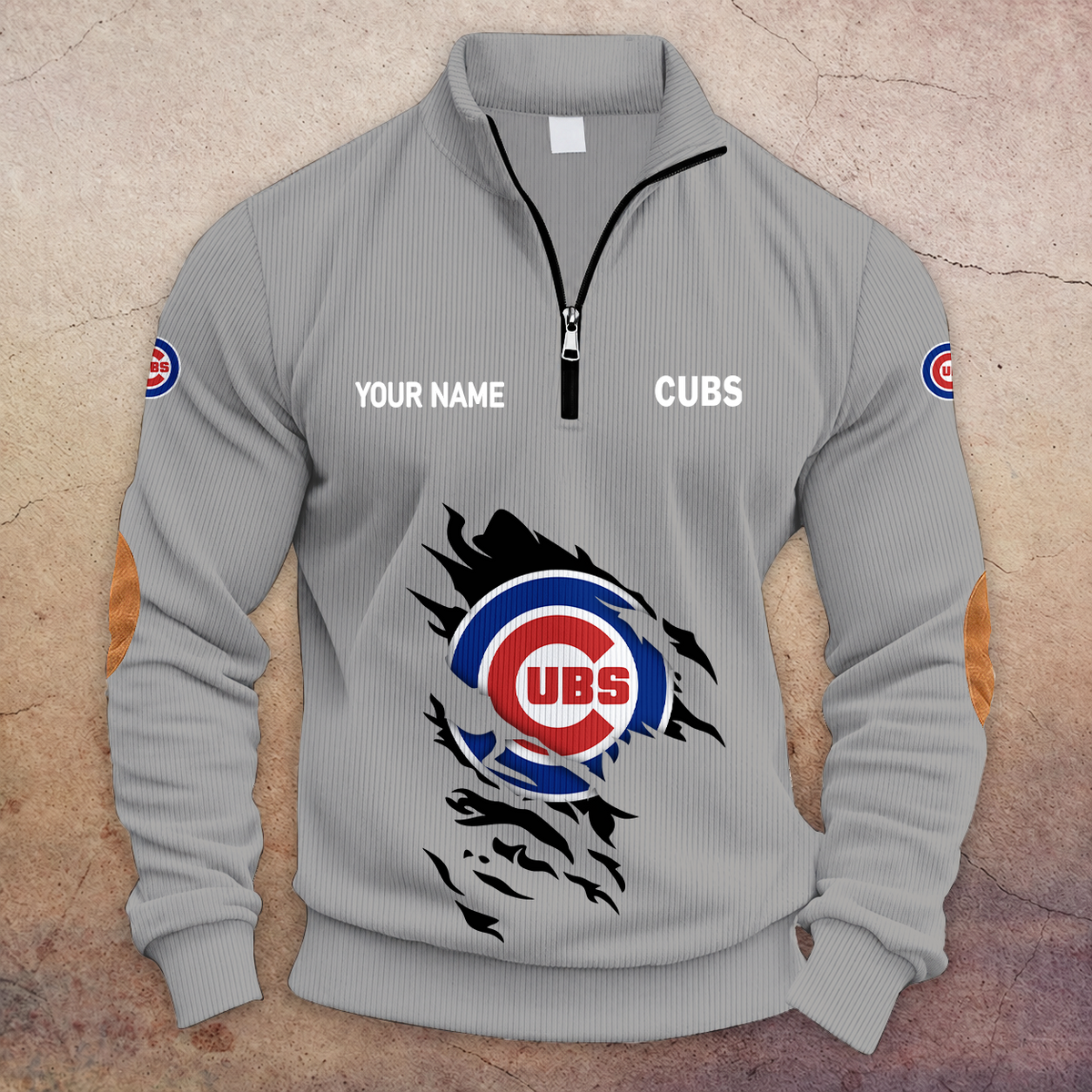 [FLASH SALE] NEW CUSTOMIZED MLB04 CCS CHICAGO CUBS MULTICOLOR STRIPED QUATER ZIP SWEATSHIRT