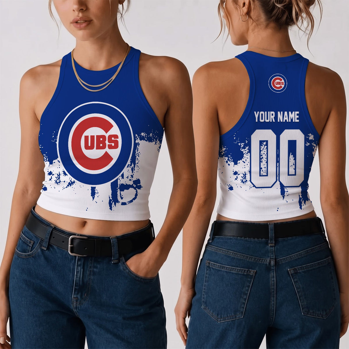 [FLASH SALE] NEW CUSTOMIZED MLB04 CCS THE CUBS WOMEN'S CROP TOP