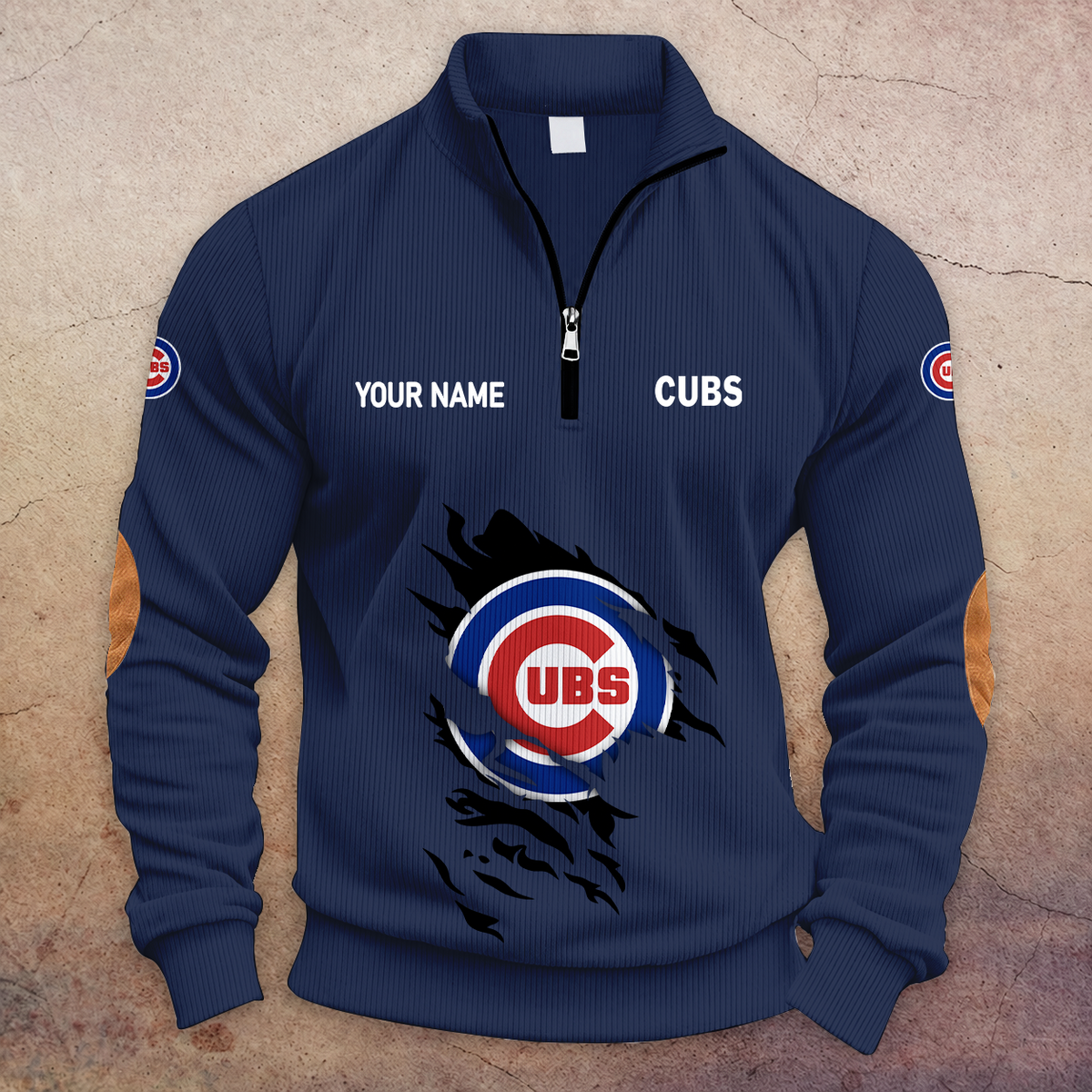 [FLASH SALE] NEW CUSTOMIZED MLB04 CCS CHICAGO CUBS MULTICOLOR STRIPED QUATER ZIP SWEATSHIRT