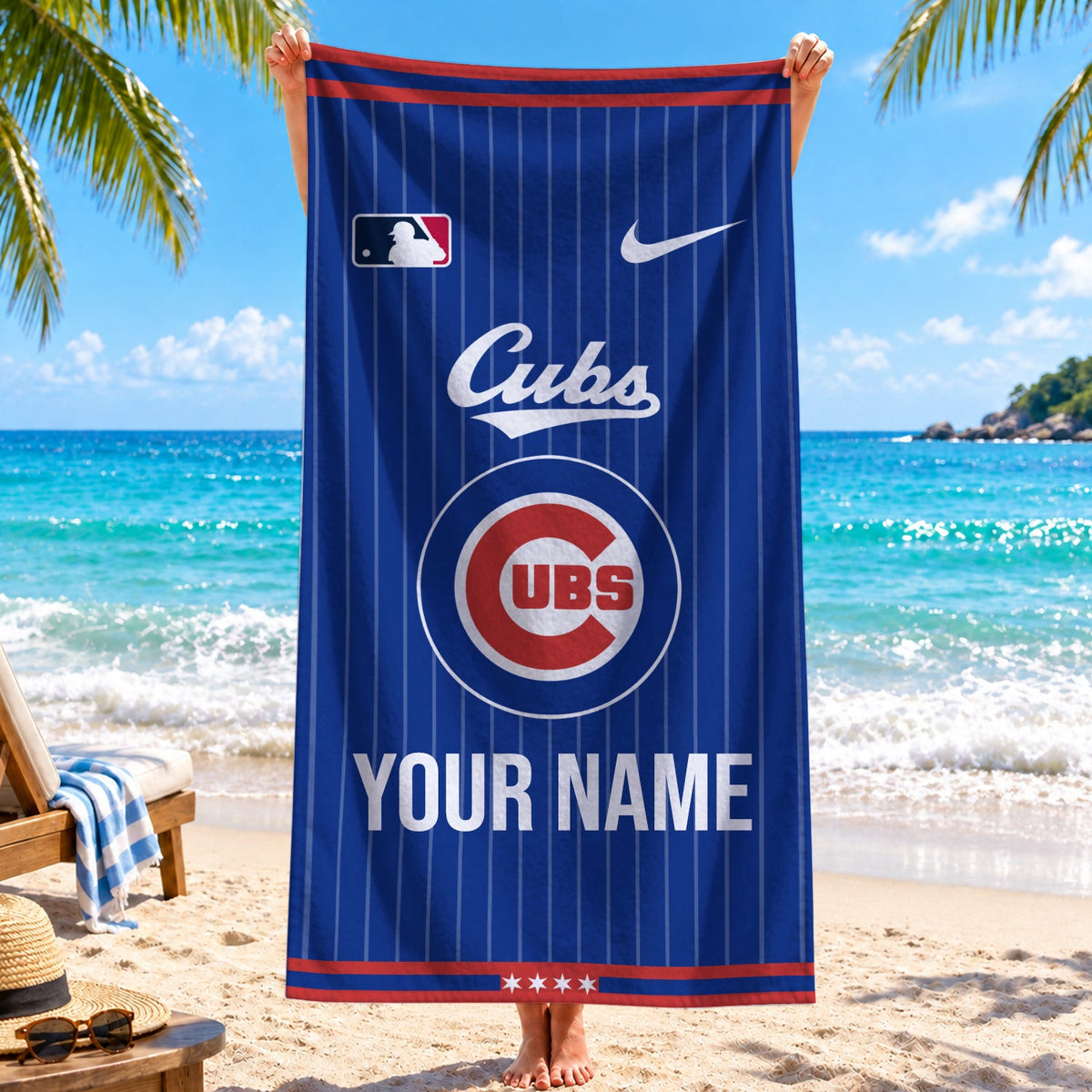 [FLASH SALE] NEW CUSTOMIZED MLB04 CCS CHICAGO CUBS BEACH TOWEL