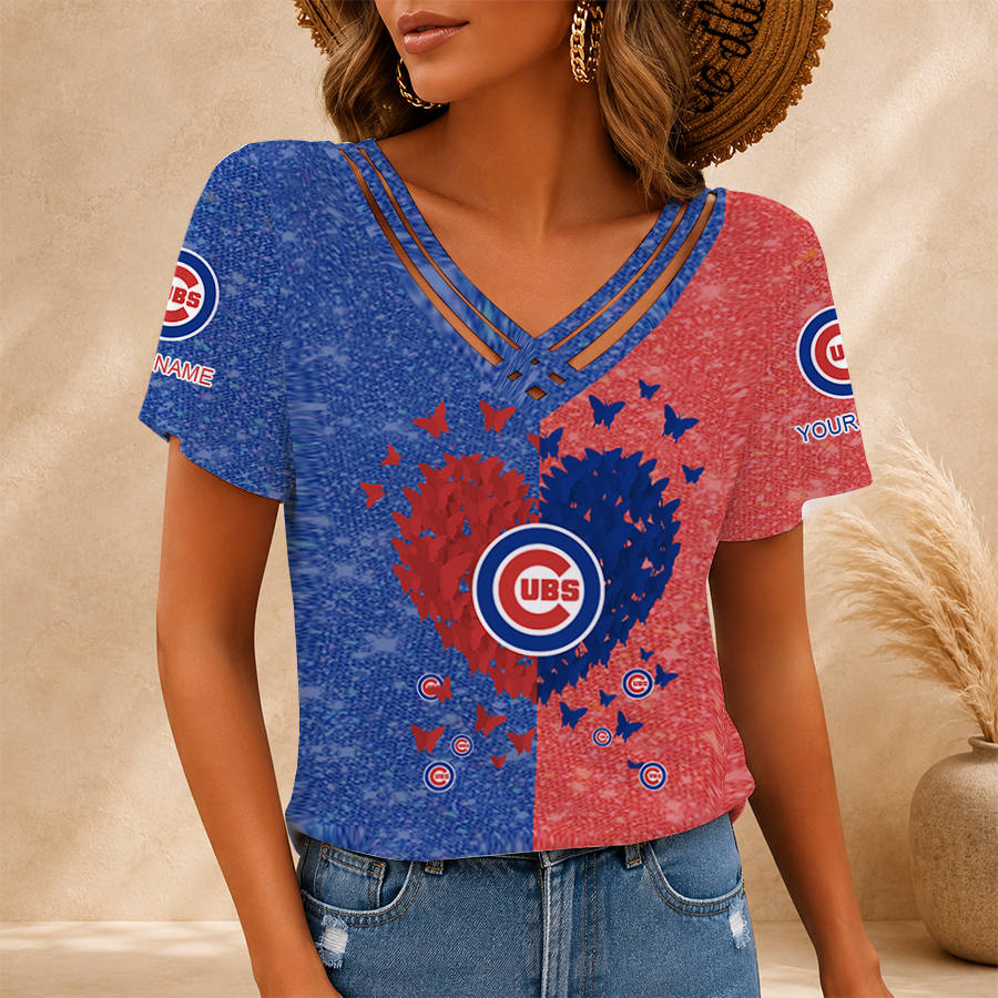[FLASH SALE] NEW CUSTOMIZED MLB04 CCS CHICAGO CUBS V-NECK SHIRT