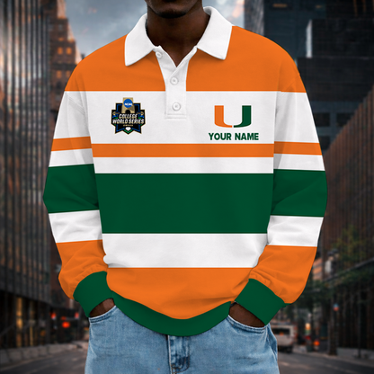 [FLASH SALE] NEW CUSTOMIZED NCAA CWS04 MIH MIAMI HURRICANES UNISEX LONG SLEEVE POLO