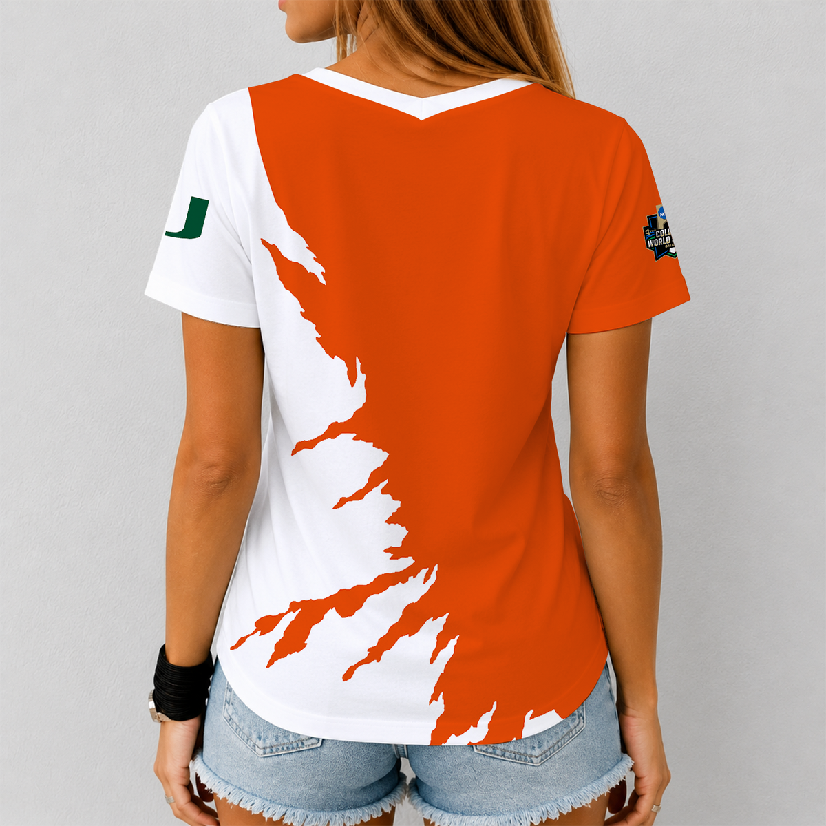 [FAN FAVORITE] NEW CUSTOMIZED NCAA CWS04 MIH MIAMI HURRICANES V-NECK FEMALE SHIRT