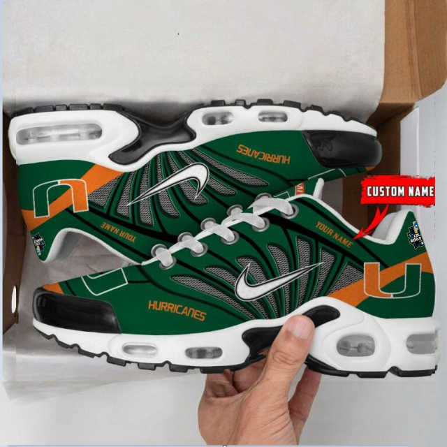 [FLASH SALE] NEW CUSTOMIZED CWS NCAA04 MIH MI HURRICANES UNISEX AIR MAX PLUS SNEAKERS
