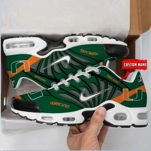 [FLASH SALE] NEW CUSTOMIZED CWS NCAA04 MIH MI HURRICANES UNISEX AIR MAX PLUS SNEAKERS