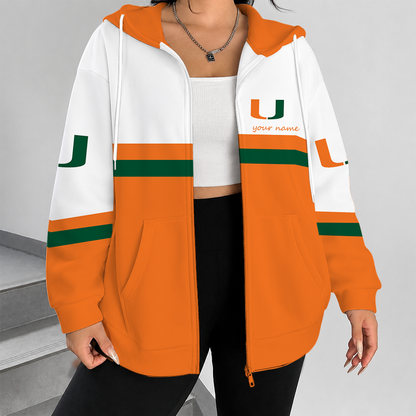 [FAN FAVORITE] NEW CUSTOMIZED NCAA CWS04 MIH MIAMI HURRICANES ZIP HOODIE