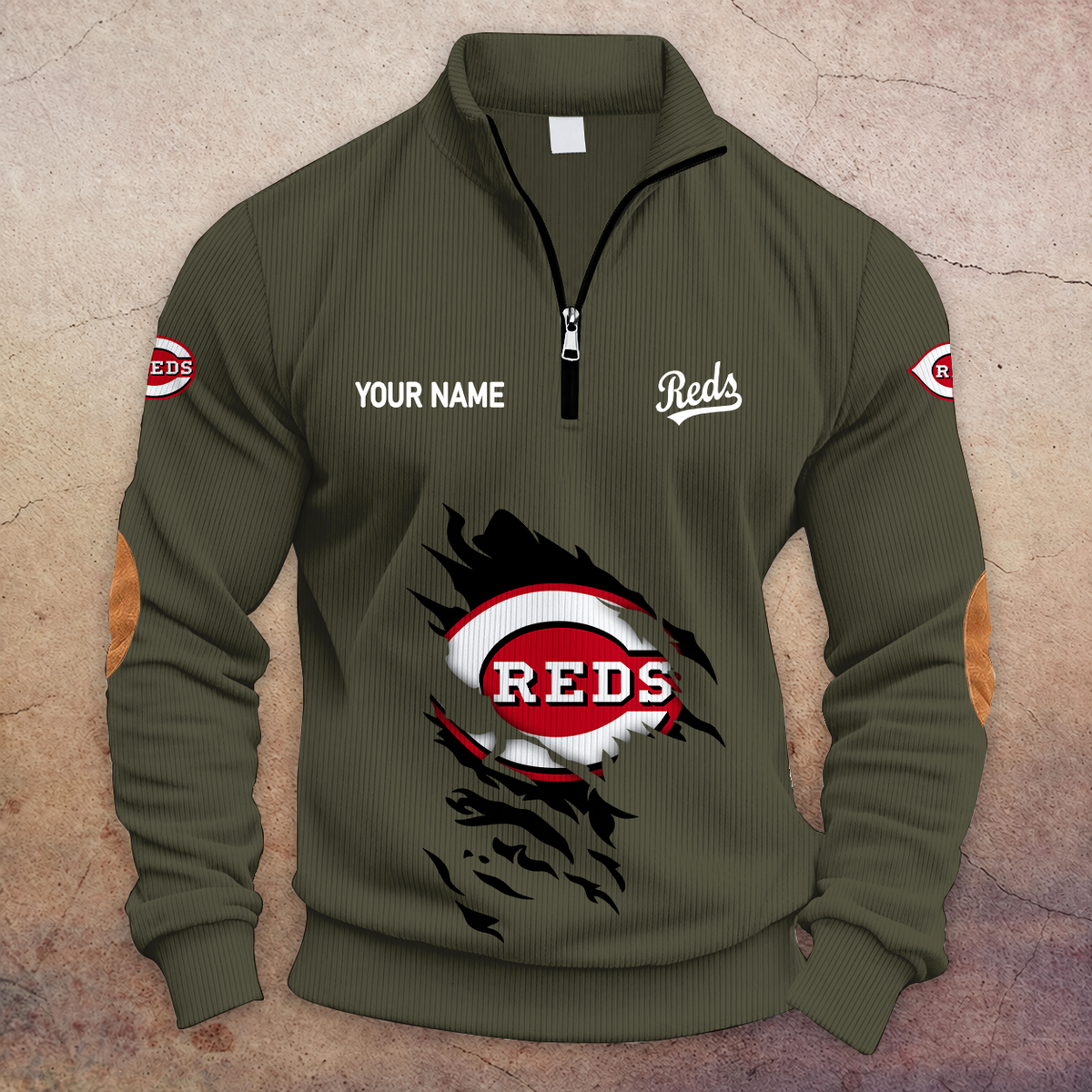 [FLASH SALE] NEW CUSTOMIZED MLB05 CRS CINCINNATI REDS MULTICOLOR STRIPED QUATER ZIP SWEATSHIRT