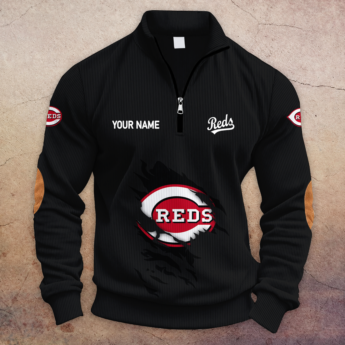 [FLASH SALE] NEW CUSTOMIZED MLB05 CRS CINCINNATI REDS MULTICOLOR STRIPED QUATER ZIP SWEATSHIRT