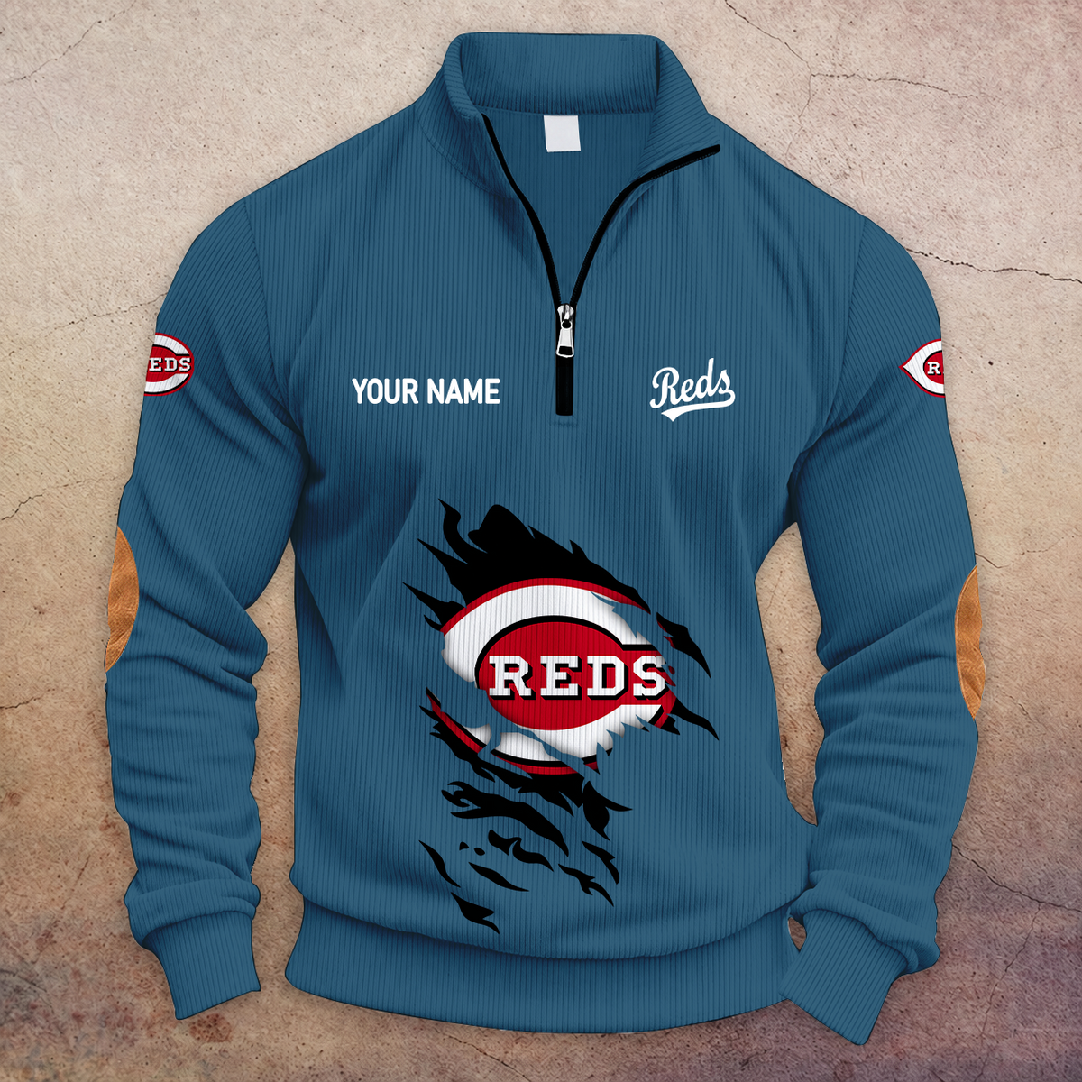 [FLASH SALE] NEW CUSTOMIZED MLB05 CRS CINCINNATI REDS MULTICOLOR STRIPED QUATER ZIP SWEATSHIRT