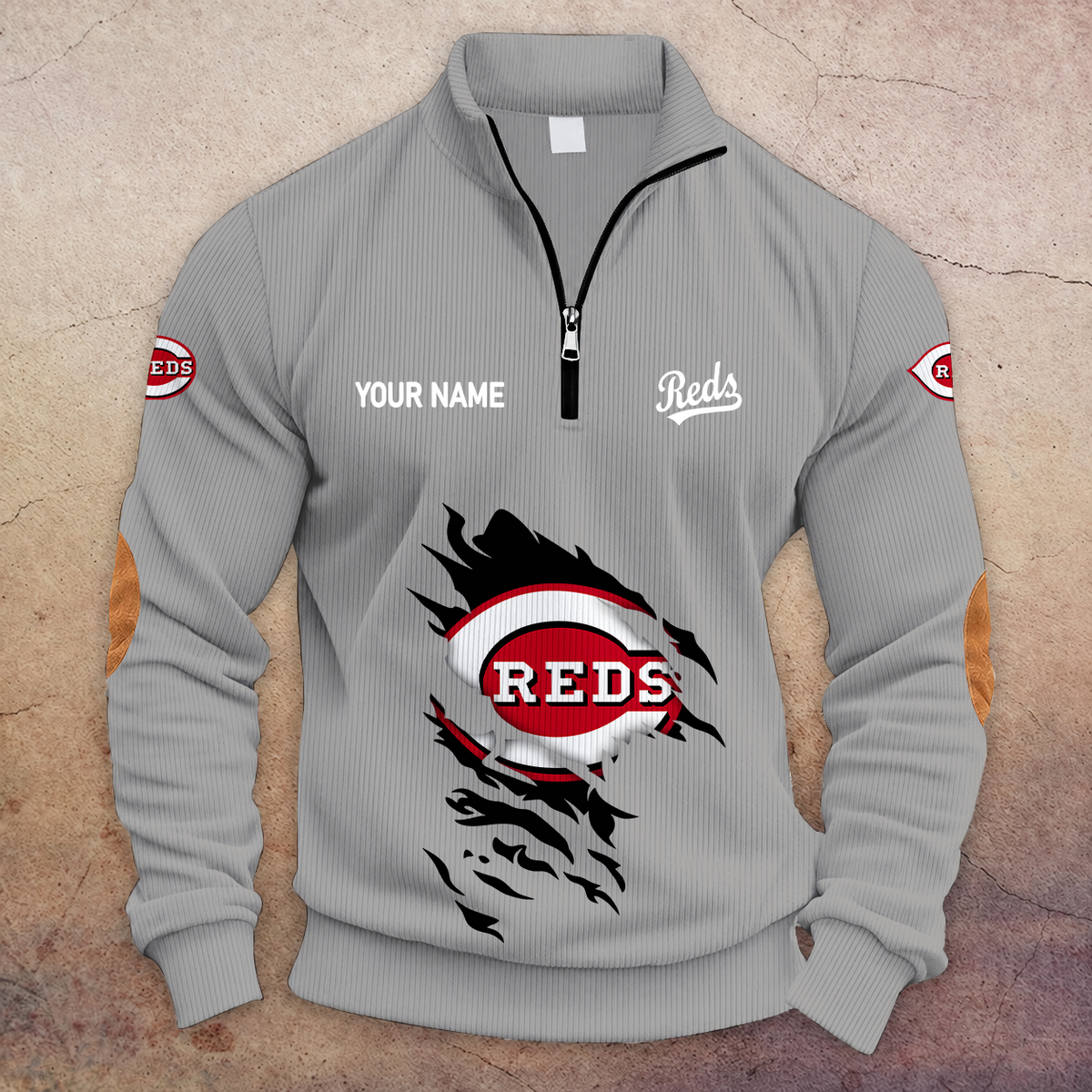 [FLASH SALE] NEW CUSTOMIZED MLB05 CRS CINCINNATI REDS MULTICOLOR STRIPED QUATER ZIP SWEATSHIRT