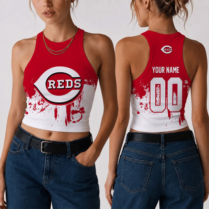 [FLASH SALE] NEW CUSTOMIZED MLB05 CRS THE REDS WOMEN'S CROP TOP