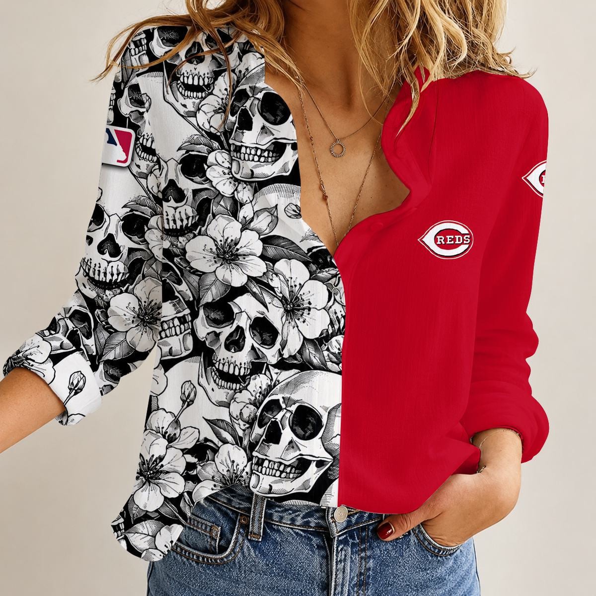 [FLASH SALE] NEW CUSTOMIZED MLB05 CRS CINCINNATI REDS WOMEN'S CASUAL SHIRT