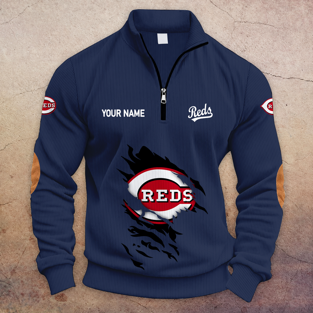 [FLASH SALE] NEW CUSTOMIZED MLB05 CRS CINCINNATI REDS MULTICOLOR STRIPED QUATER ZIP SWEATSHIRT
