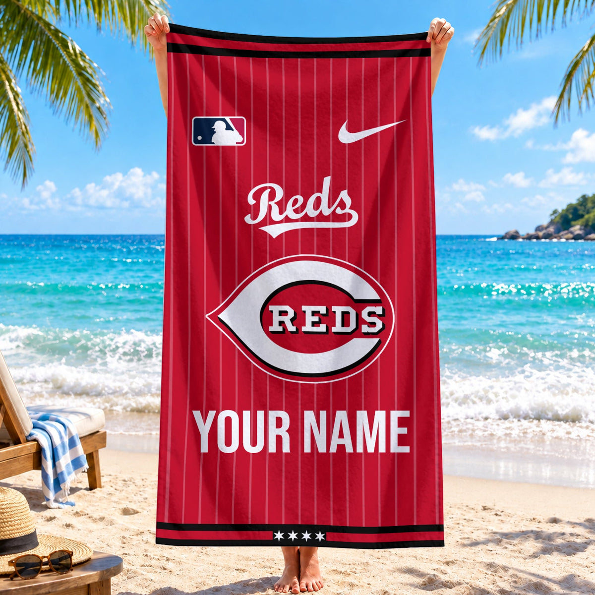 [FLASH SALE] NEW CUSTOMIZED MLB05 CRS CINCINNATI REDS BEACH TOWEL